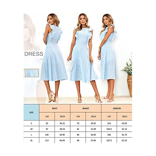 ECOWISH-Womens-Dresses-Elegant-Ruffles-Cap-Sleeves-Summer-A-Line-Midi-Dress ECOWISH Womens Dresses Elegant Wedding Cocktail Ruffles Cap Sleeves Summer A-Line Midi Dress Blue Medium