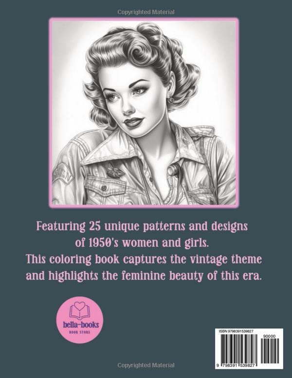 Vista 2 de Retro Beauties. A 1950's Coloring Book for Adults.