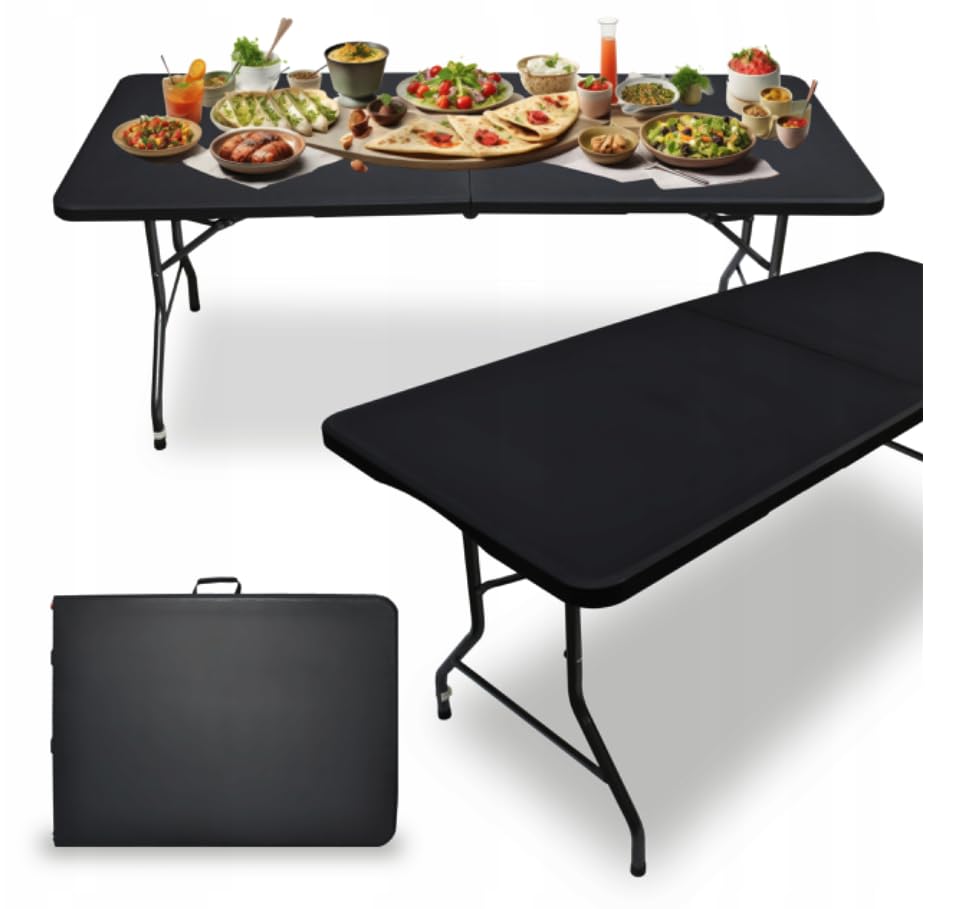 MEDAS PRO Table de restauration, pliable, table de jardin, de balcon, de camping, de bar, de bistro, 180 x 70 cm, noire