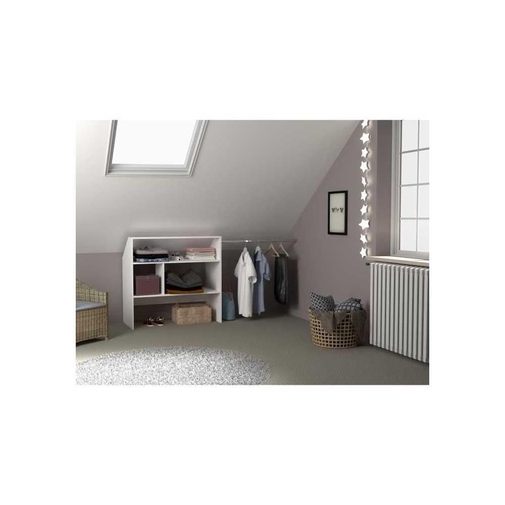 Parisot Kit Dressing sous comble Artic EKIPA - Décor mélaminé Blanc - 1 penderie - L197 x P50 x H94 cm