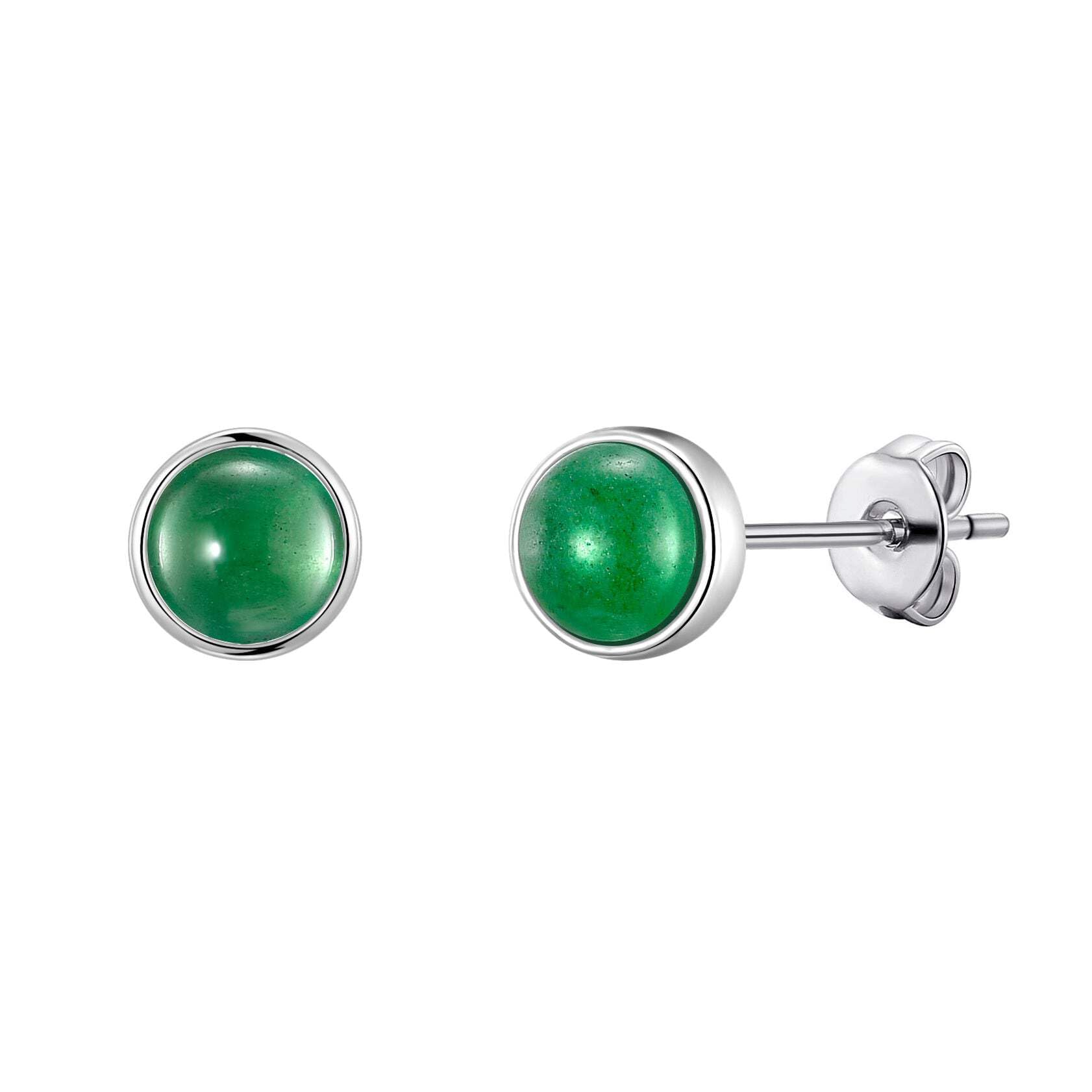 Boucles d'oreilles clous en aventurine verte avec carte de citation