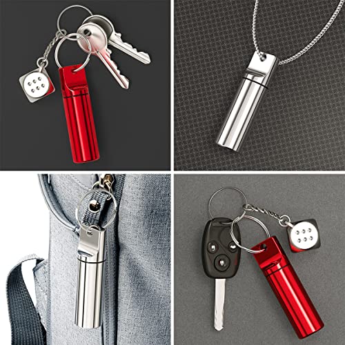 Image of Nipichsha Pill Holder Keychain, Portable Pill Box for Purse, Small Pocket Travel Tablet Organizer Case with Keychain, Waterproof Metal Tablet Medicine Bottle for Travel, Red & Silver