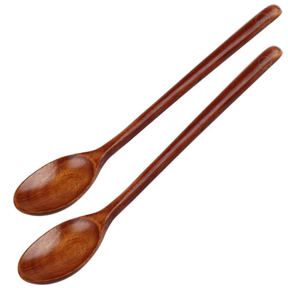 Cuillères à Soupe Cuillères Cuillère à Soupe en Bois Vaisselle écologique Ensemble de cuillères en Bois Ellipse Naturel Cuillère à Soupe Cuillère de Service,(5pcs)