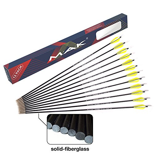 M.A.K 26" Solid Fiberglass Target Arrows,Extremely Safe Training Arrows for Beginner Youth Children for Recurve Bow