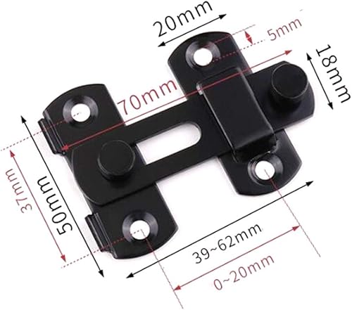 Miniatura 5 de YUM - Paquete de 2 pernos pequeños de acero inoxidable para puerta de seguridad, pestillo de soporte (negro)