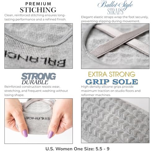 Image of Pilates Socks for Women, Non-Slip Grip Yoga Socks with Grips for Barre, Studio & Home Workouts