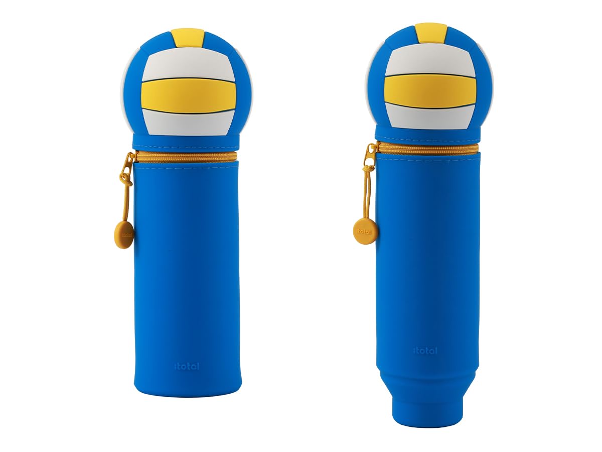 I-TOTAL® - Soft Silicone Pencil Case for School, Extendible Shaped Shape (Sport), Volleyball, Kawaii