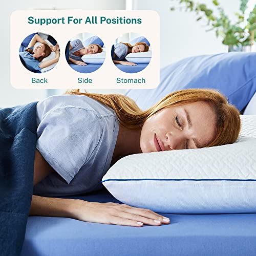 Sleep Innovations Versacurve Curved Memory Foam Pillow & Forever Cool Gel Memory Foam Pillow (Set Of 2), Standard Size, Cool Touch Cover And Cooling Gel Memory Foam Core, Medium Support #TOP5