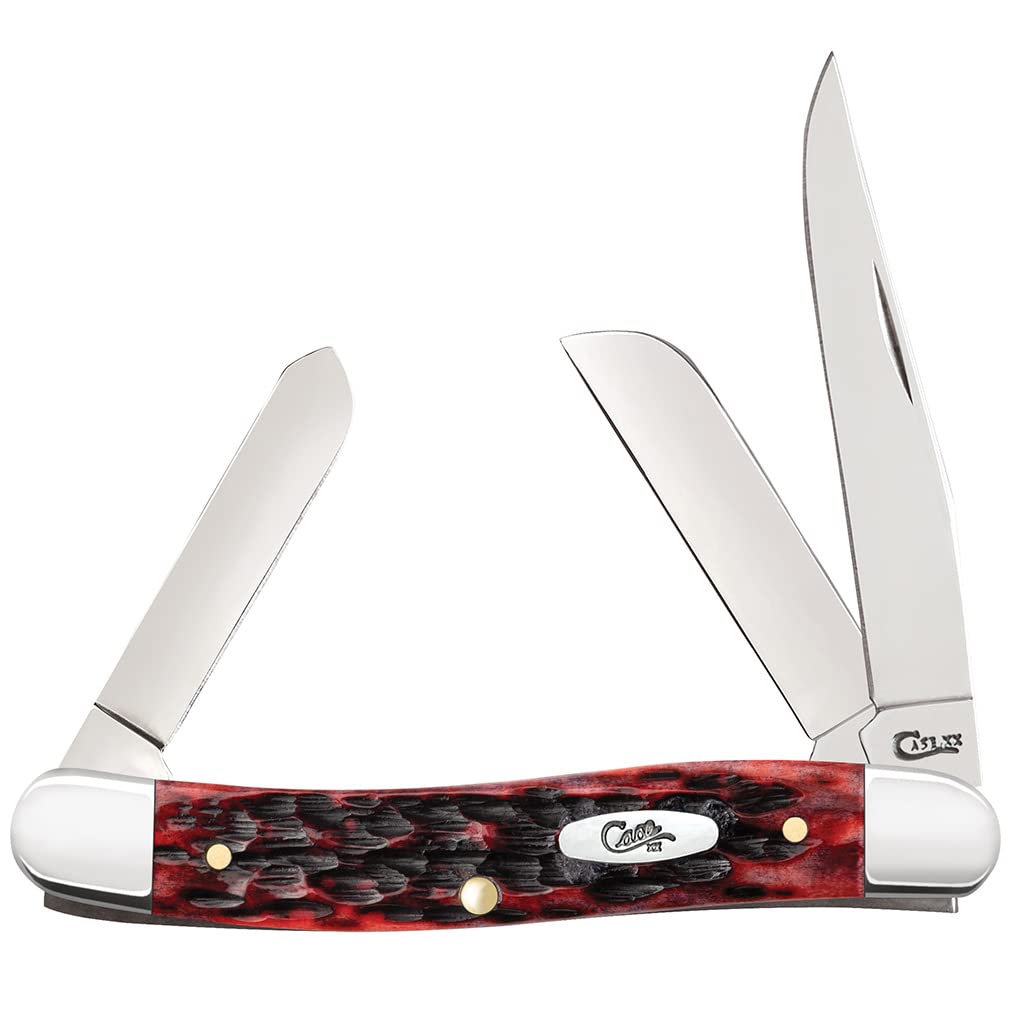 Case XX WR Pocket Knife Medium Stockman Crimson Bone Item #27382 - (6318 SS) - Length Closed: 3 5/8 Inches