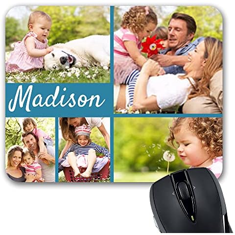 Customized Family Portraits Mouse pad Gift, Personalized Gaming Mousepad with Collage Photos/Images with Family Name for All Families Cover