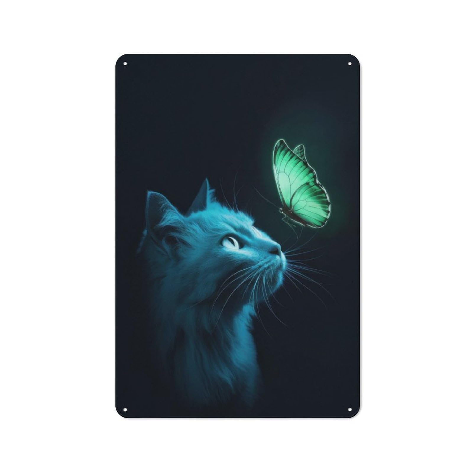 Junmoney Cat Butterfly Vintage Metal Sign 30X20cm For Workshop Wall, With Clear Vintage Wall Decor Character