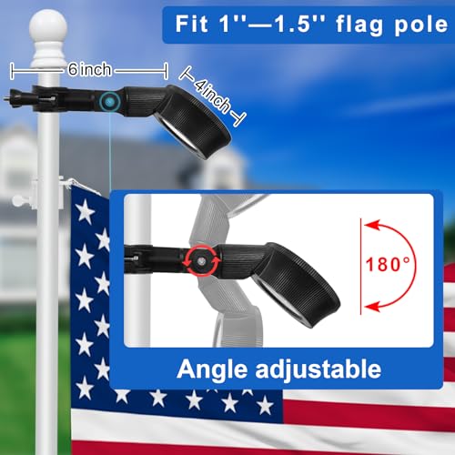 image for Einsamk Solar Flag Pole Light, Bright White 6000k Flagpole Light Upgra
