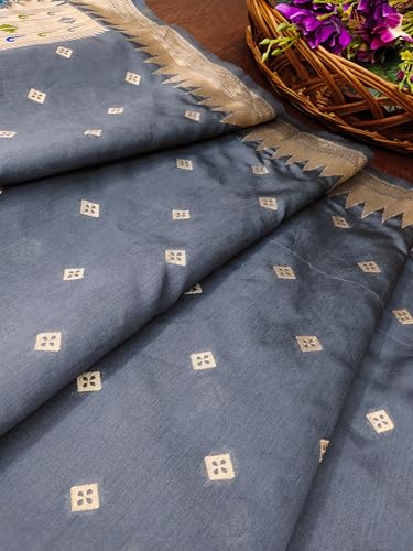 Image of DEVANGI Women's Woven Paithani Banarasi Silk Dupatta /Chunni For Women, Floral Print 1 Meter Wide and 2.3 Meter Length Printed Designer Dupatta /Chunni For Girls