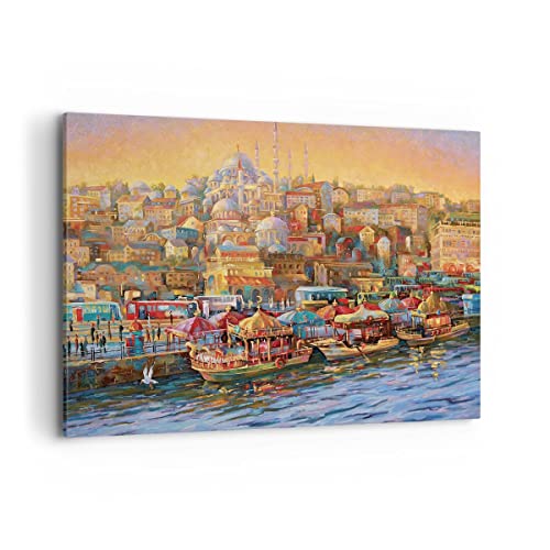 Deco Cadre Décoration Salon Couleurs Ville Turquie Moderne Impression sur Toile 120x80cm Image Tableau Decoration Murale Chambre Horizontal Art Wall Grand...