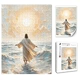 Christian Puzzles for Adults 500 Pieces - Jesus Walking on Water - Wooden Religious Jesus Puzzles Christian Gifts for Women Men