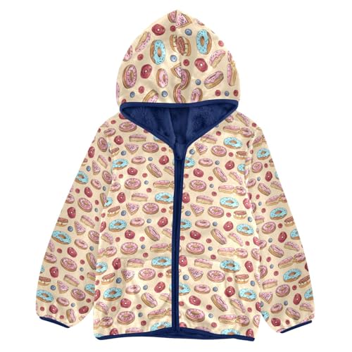 Donut Cake Boys Fleece Coat,Children's Zip-Up Hoodie Jacket,Baby Warm Fashion Outerwear 3-10T,A113414