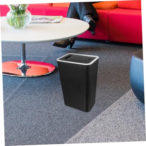 Caneca de basura negra con pedal y tapa 10L compacta miniatura 6