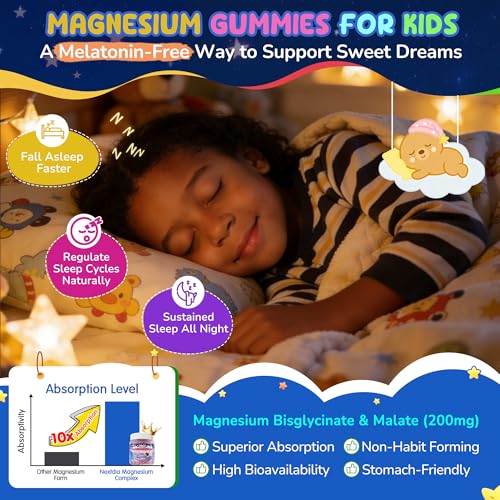 Image of Kids Magnesium Gummies + Calcium & Omega 3 for Sleep, No Melatonin, 120Cts
