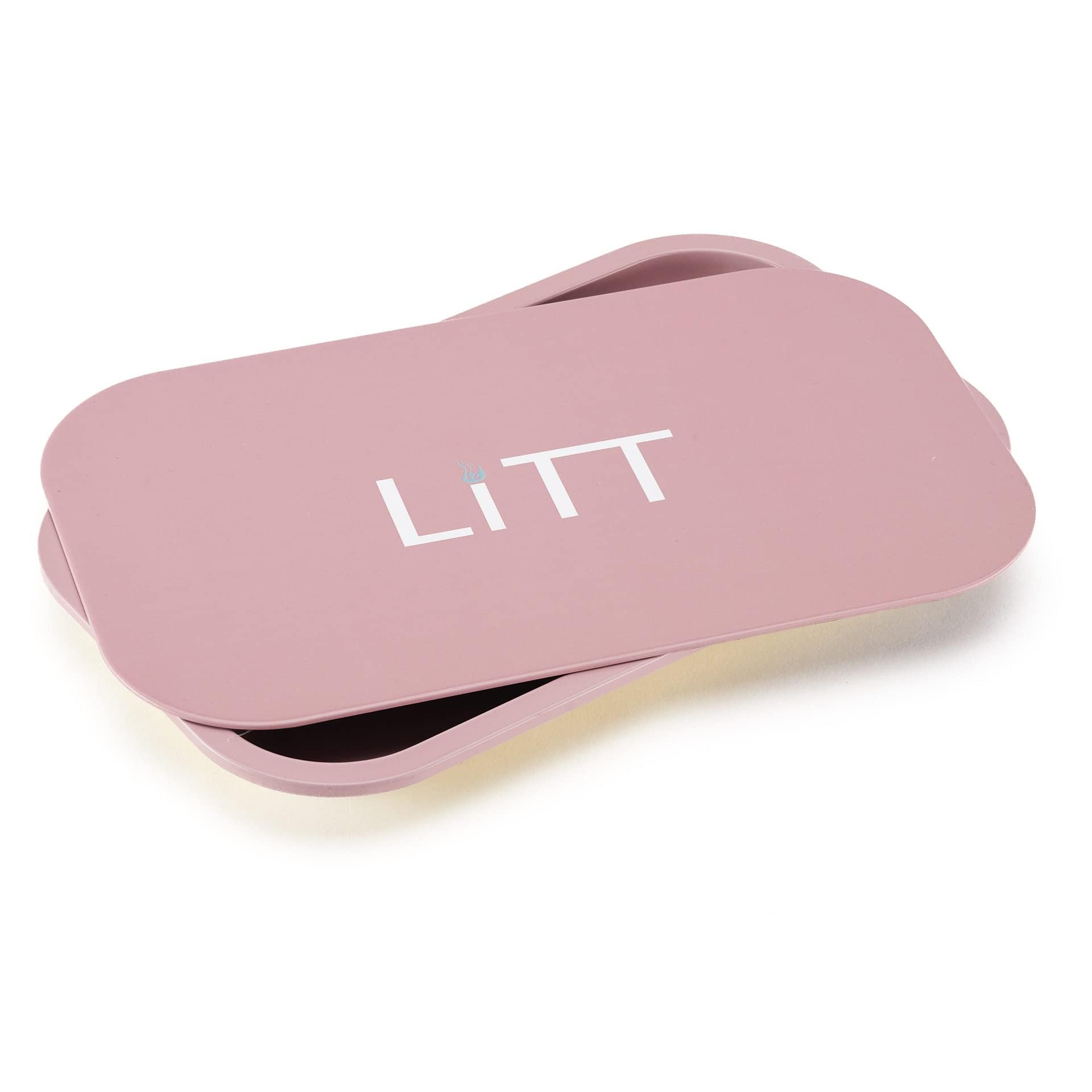LITT Storage Metal Tray with Magnetic Lid, Pink, Large Pink - Image 3