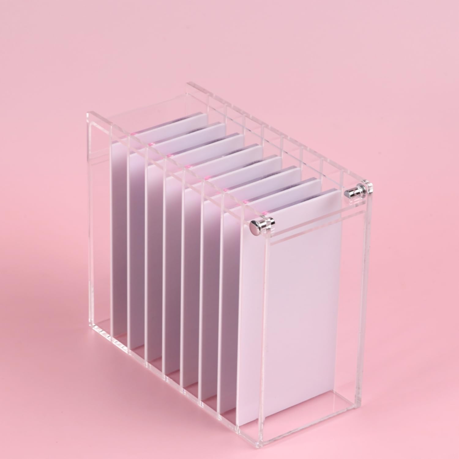 Acrylic Transparent Eyelash Storage Box, 8 Layers False Eyelashes Glue Pallet Holder Display Grafting Eye lashes Extension Close-Packed Display with 8 Pallets Clear Makeup Organizer (Marble White)
