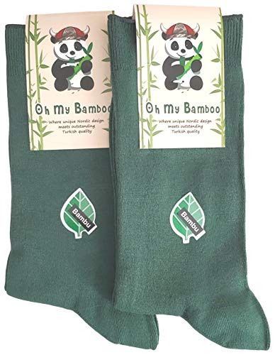 2 Pairs Oh My Bamboo Womens Dress Socks Seamless Dark Green