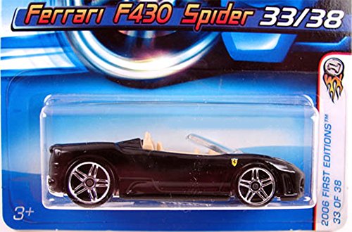 Hot Wheels 2006 First Editions -#33 Ferrari F430 Spider Black with Tan Interior #2006-33 Collectible Collector Car Mattel