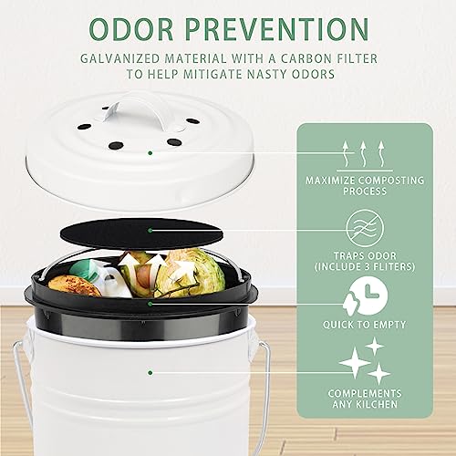 Image of Vipush Kitchen Compost Bin Indoor (White)