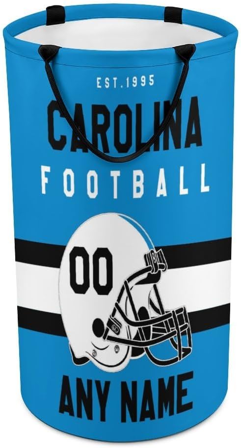 Custom Football Laundry Basket High Capacity Polyester Personalized Foldable Dirty Team Bulding Time Clothes Basket Laundry Hamper Polyester Gift for Football Fans Name Number