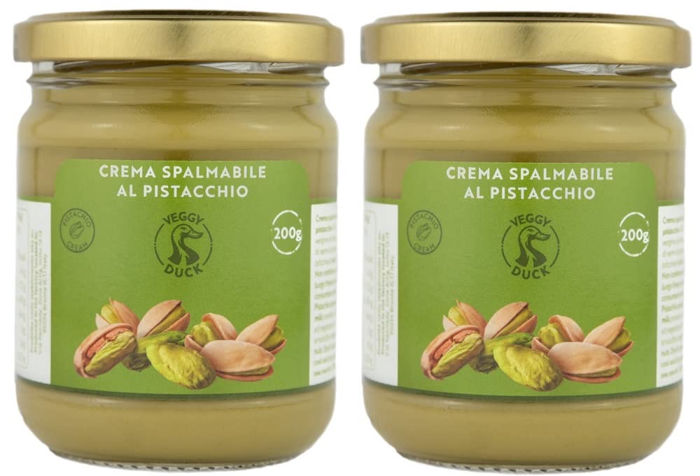 Veggy Duck - Sweet Pistachio Cream 400g (200g, Pack of 2) | With 45% Mediterranean Pistachios | Italian Artisan Food Gourmet | Suitable for Breakfasts & Desserts