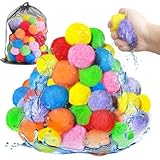 Jnnzzggu 100PCS Reusable Water Balls,Outdoor Water Balloons for Kids,Water Games Toys Sponge Soaker Ball for Boys,Girls,Summer Backyard,Pool Party,Fun Lawn,Beach(7 Colors)