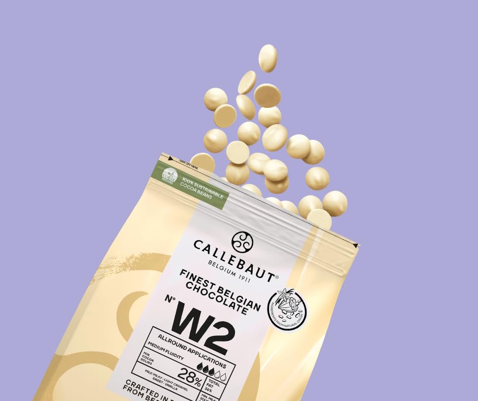 Callebaut Recipe No. W2 Finest Belgian White Chocolate 2.5kg Bag | 28% min dry cocoa solids; 22% min dry milk solids; 35.8% fat; mild milky - light caramel - sweet - vanilla product thumbnail 5