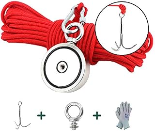 MHDMAG Double Sided Magnet Fishing Kit with Grappling Hooks and Gloves, 880lbs Combined
