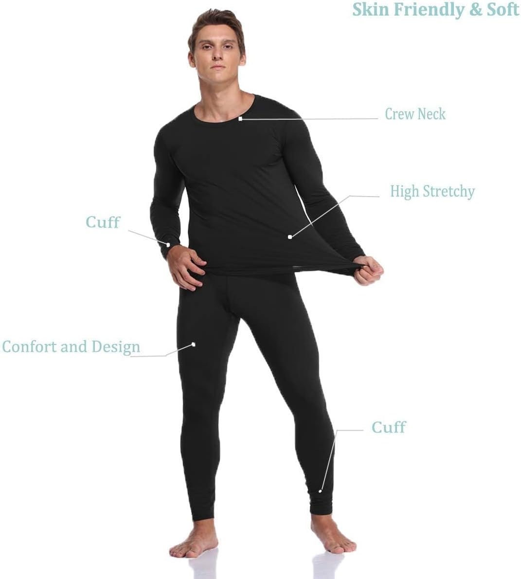 JZCreater Thermal Underwear Set,Winter Base Layer Top & Bottom Ultra Soft Long John Set for Men mad Women