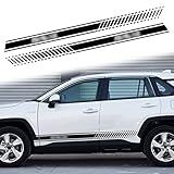 ramuel Compatible with Car Stickers Decorations Auto Racing Body Side Stripes Vinyl Modified Stripe Decal Decoration 2PCS for Toyota RAV4
