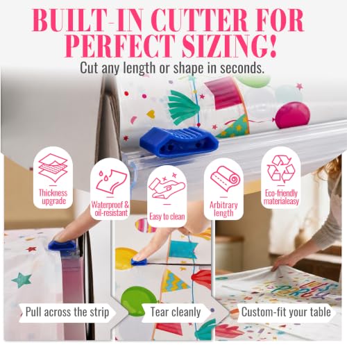 Image of Birthday Party Table Cloth Disposable, 54In X 300Ft Table Cover Roll