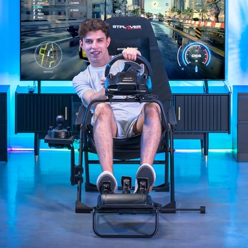 undefined GTPlayer Racing Wheel Stand レーシングコックピット レーシングホイールスタンド レーシングシミュレーター 折りたたみ式・高さとペダルは調整可能 高性能 racing simulator コンパクト 金属製フレーム PS4-Xbox-PCに対応 互換性があり LogiのG25 G27 G29 G920 G923 T300RS GT/T300RS /T300対応 BLACK の商品画像 1
