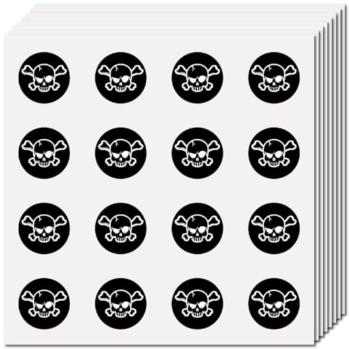 CREATCABIN 128 Autocollant Tête de Mort pour Bouteille d'eau 2.5cm Petits Autocollants Ronds Imperméables en Plastique Motif Plantes Vertes pour Scrapbooking...