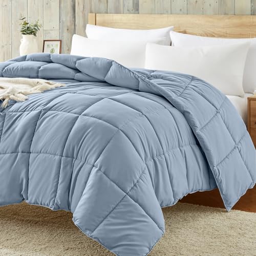 Image of Homelike Moment Comforter King Size - Blue Duvet Insert Down Alternative Bed King Comforter, Lightweight Bedding Comforters Quilted Soft All Season Blue