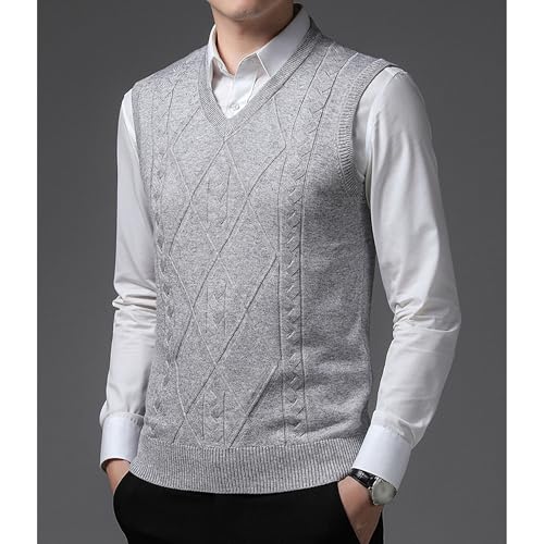 Men's Cable Knit Sweater Vest Wool Blend V-Neck Sleeveless Pullover Slim Fit Knitted Sweater Vests2