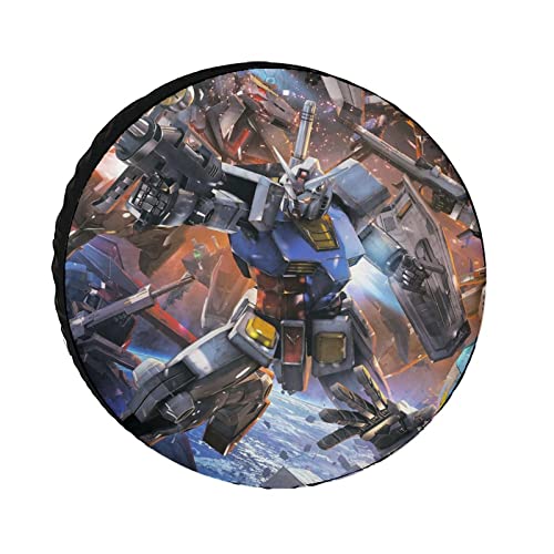 SUVタイヤカバー ネオ ジオンガンダム タイヤ 収納 屋外自動車 RV タイヤ 保管 防水生地 カー用品 防紫外線 スペアタイヤカバー ジムニー タイヤカバー 完全防水 防日焼け カバー 劣化対策 取付簡単 ファッション カー用品(背面 14インチ,15