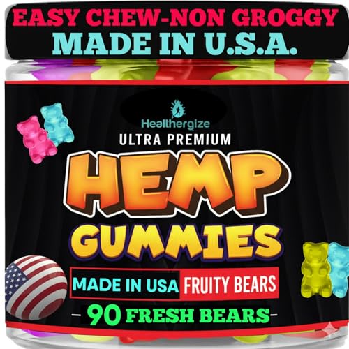 Hemp Gummies for Sleep and Relaxation-Calm, Discomfort, Fresh Fruity Flavors Relief-Extra Strength Peace and Rest Hemp Oil Gummy Bear Edibles-Made in USA-90 Bears