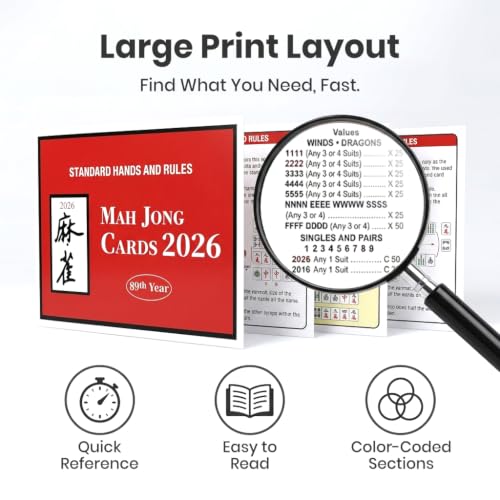 Image of PATPAT 4Pcs Mahjong Card Games Official Revision Mahjong Cards 2026 Rule