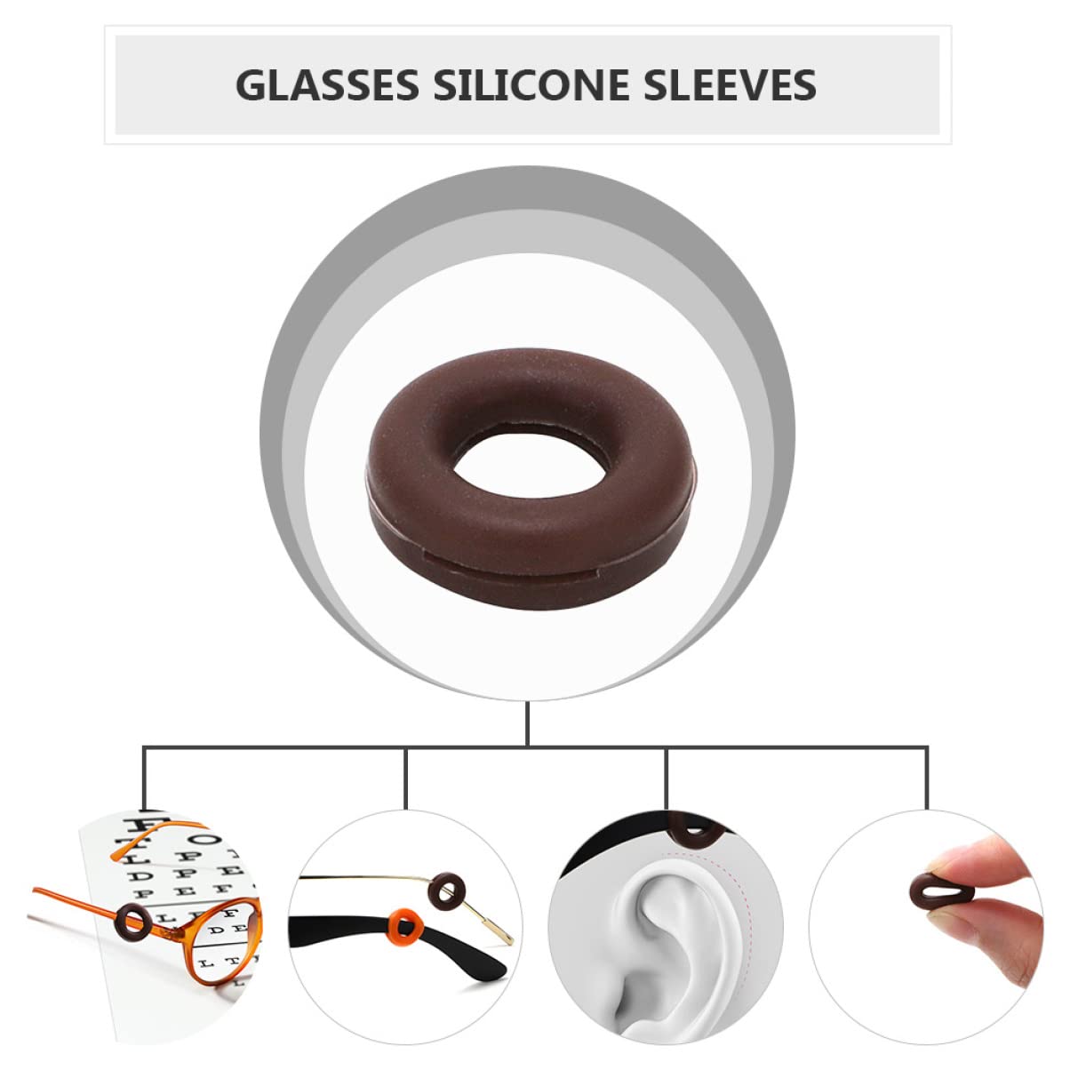 Uonlytech 5ensembles Set Antidérapante pour Lunettes Accessoires Silicone Colorés pour Écouteurs De Lunettes Idéaux pour Sport Activités Plein Air