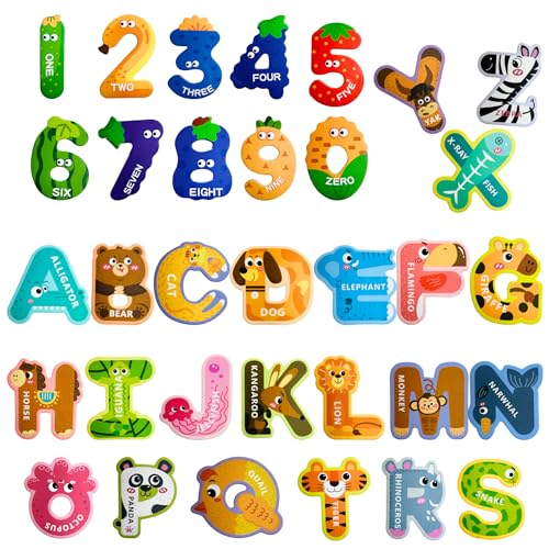 EHR Magnetic Letters and Numbers,Colorful ABC Animal Alphabet Fridge Magnets,Educational Spelling Learning Game Toys for Kids,Toddlers 3 4 5 Years Old...