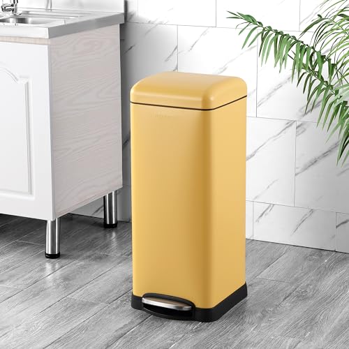 Image of happimess Betty 8 Gal Step Trash Can Soft-Close Lid, Daffodil Yellow