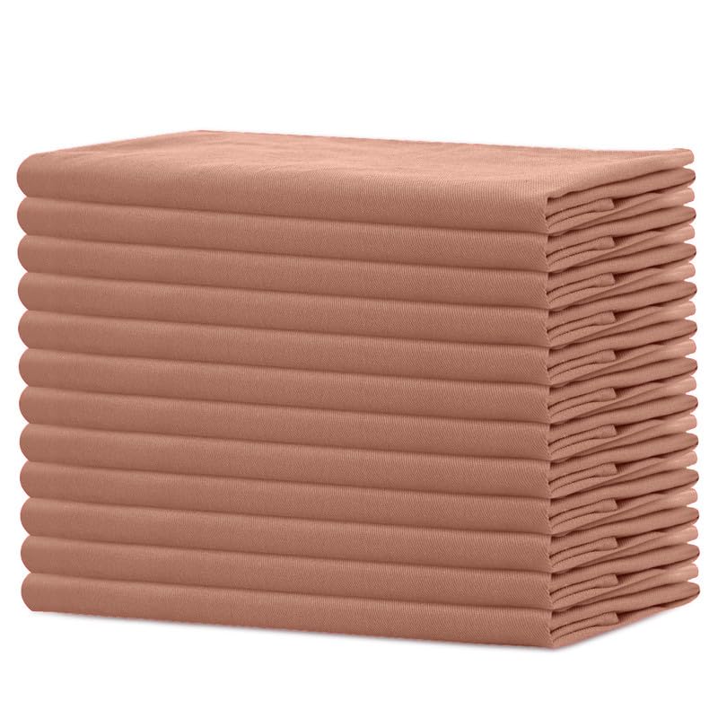 Sweet Needle, Pack of 12-100% Cotton Oversized Dinner Napkins 45 CM x 45 CM (18 IN x 18 IN), Peach