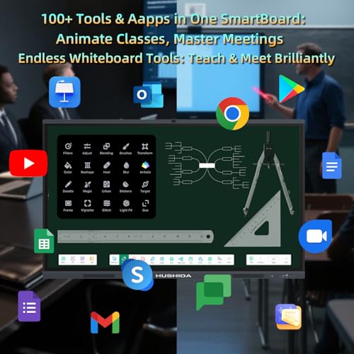 Image of 65 inch Smart Board Google EDLA-Certified 4K Interactive Whiteboard SmartBoard for Classroom & Office Business, Android 14 Touchscreen with 13MP AI Camera 8G RAM+64G ROM, 40-Points, Wall Mount Included