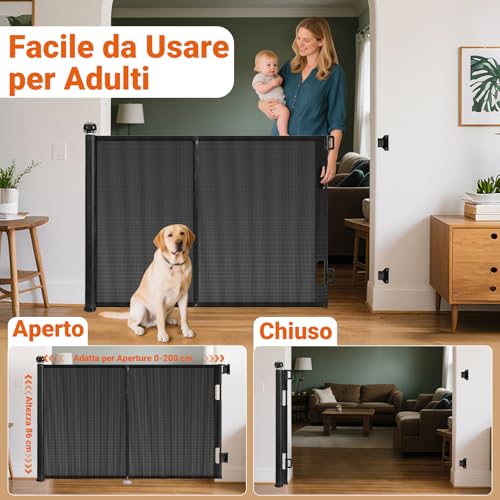Ycozy 2026 Aufgerüstet Treppenschutzgitter 0-150cm Türschutzgitter Ausziehbar mit Stützstangen Treppenschutzrollo Kinderschutzgitter Türgitter Baby Hunde Absperrgitter Treppengitter