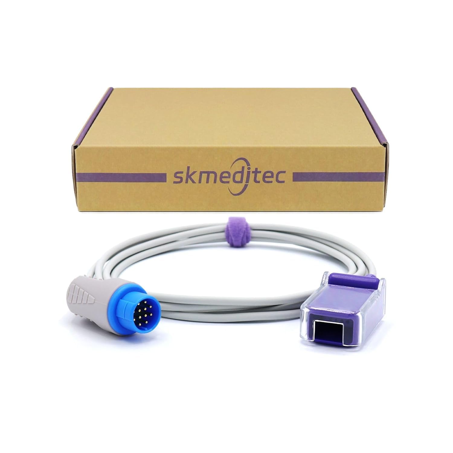 skmeditec SpO2 Adapter Compatible with Biolight Monitors Require Nellcor Oximax SpO2 Technology, 7.2FT Extension Cord with 12 Pins Round Connector