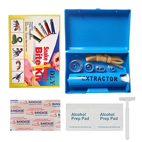 Snake Bite Kit, Bee Sting Kit, Emergency First Aid Supplies, Venom Extractor Suction Pump, Bite and Sting First Aid for Hiking, Backpacking and Camping (Blue)